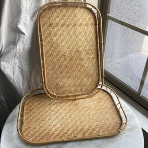 Pair of bamboo trays
